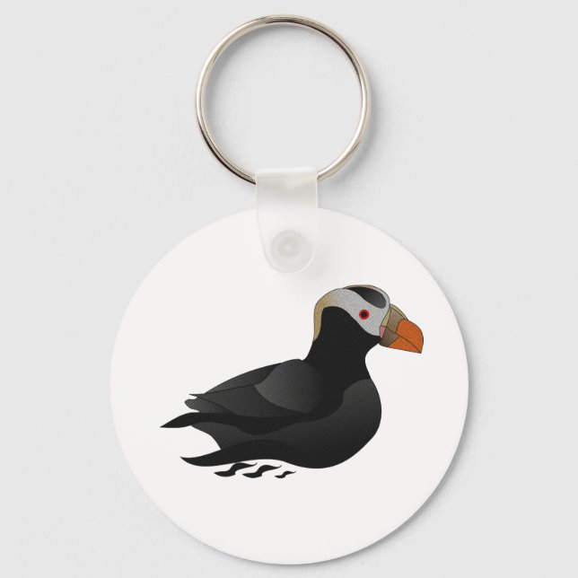 Adsible Crested Puffin Tecknad Swimming Nyckelring (Framsida)