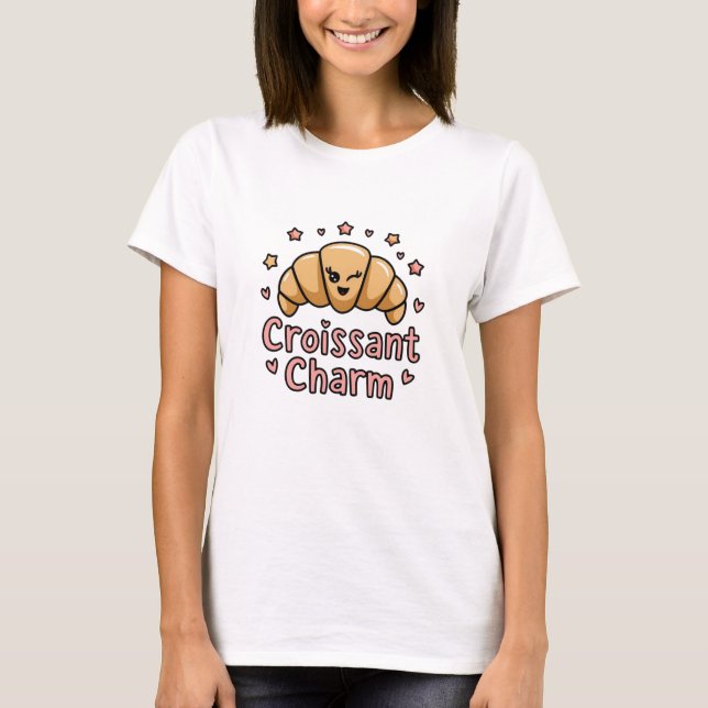 Adsible Croissant Graphics for Pastry Fläkt T Shirt (Framsida)