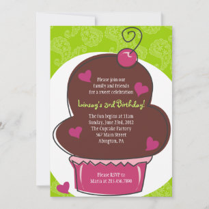 Adsible Cupkaka Birthday-inbjudan Inbjudningar