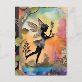 Adsible Cute Fairy Mixed Media Collage Vykort