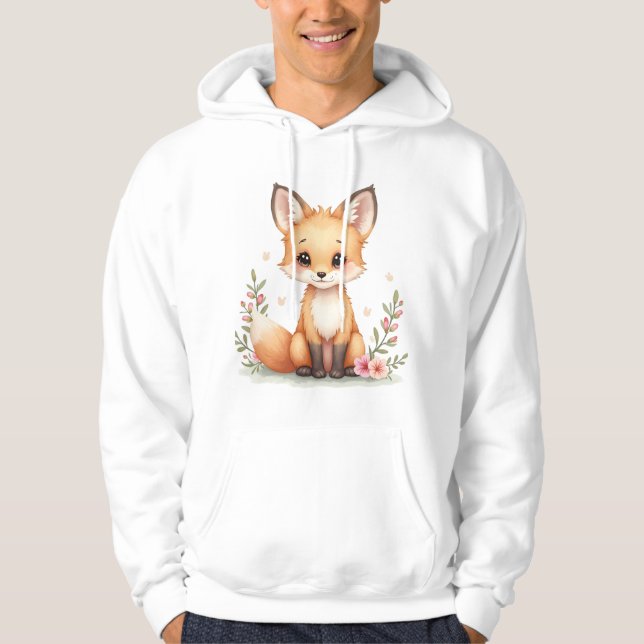 Adsible Cute Fox Hoodie for Djur älskare (Framsida)