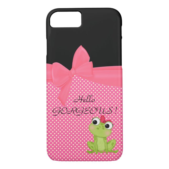 Adsible Cute Frog på Polka dots-Hej Gorgous Case-Mate iPhone Skal (Baksida)