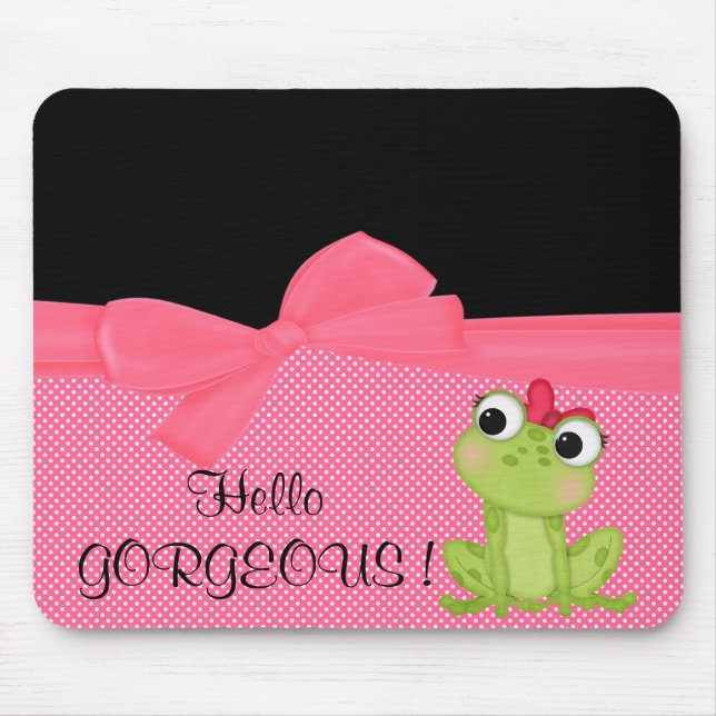 Adsible Cute Frog på Polka dots-Hej Gorgous Musmatta (Framsidan)