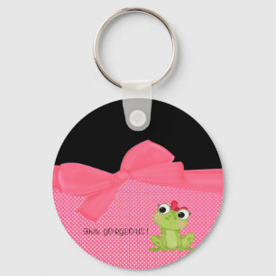 Adsible Cute Frog på Polka dots-Hej Gorgous Nyckelring