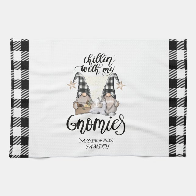 Adsible Cute Gnomes Black Buffalo Play Kökshandduk (Horisontell)