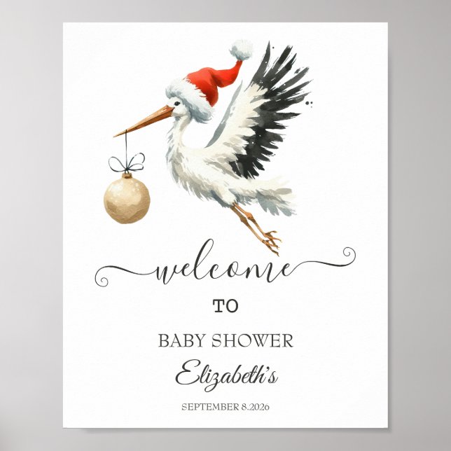 Adsible Cute Helgdag Stork Poster (Framsidan)