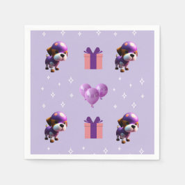 Adsible Cute Hund Bars Födelsedagsfest Napkin Pappersservett
