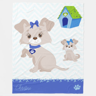 Adsible Cute Hund with Puppy Fleecefilt