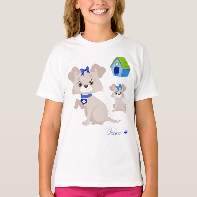 Adsible Cute Hund with Puppy Kid T Shirt (Framsida)