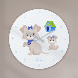 Adsible Cute Hund with Puppy Stor Klocka