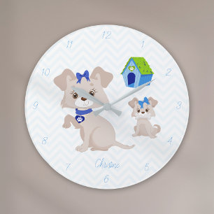 Adsible Cute Hund with Puppy Stor Klocka