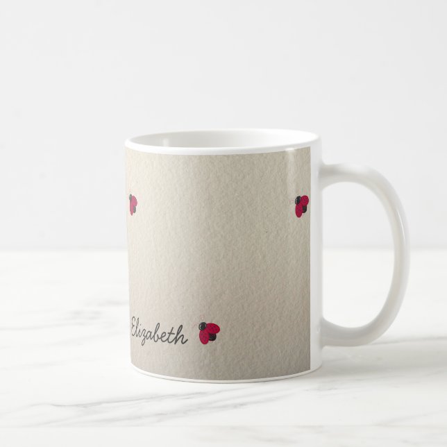 Adsible Cute,Ladybug,Luminous-Personlig Kaffemugg (Höger)
