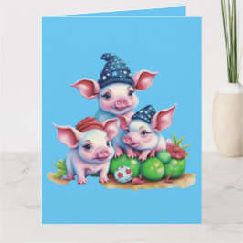 Adsible Cute Little Piggies jul Hälsning Kort