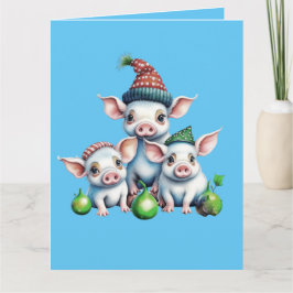 Adsible Cute Little Piggies jul Hälsning Kort