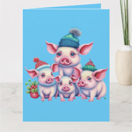 Adsible Cute Little Piggies jul Hälsning Kort