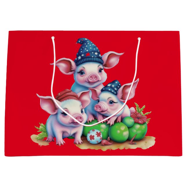 Adsible Cute Little Piggies Julgran Red (Framsidan)