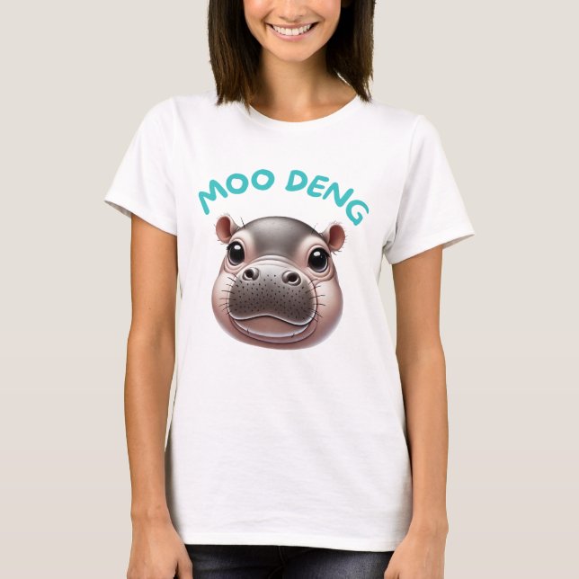 Adsible Cute Lycklig Baby Pygmy Hippo Moo Deng T Shirt (Framsida)