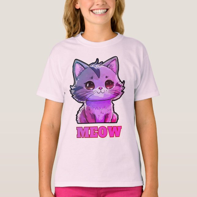 Adsible Cute Meow T Shirt (Framsida)