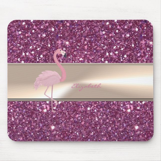 Adsible Cute Rosa Flamingo on Glittery Musmatta (Framsidan)