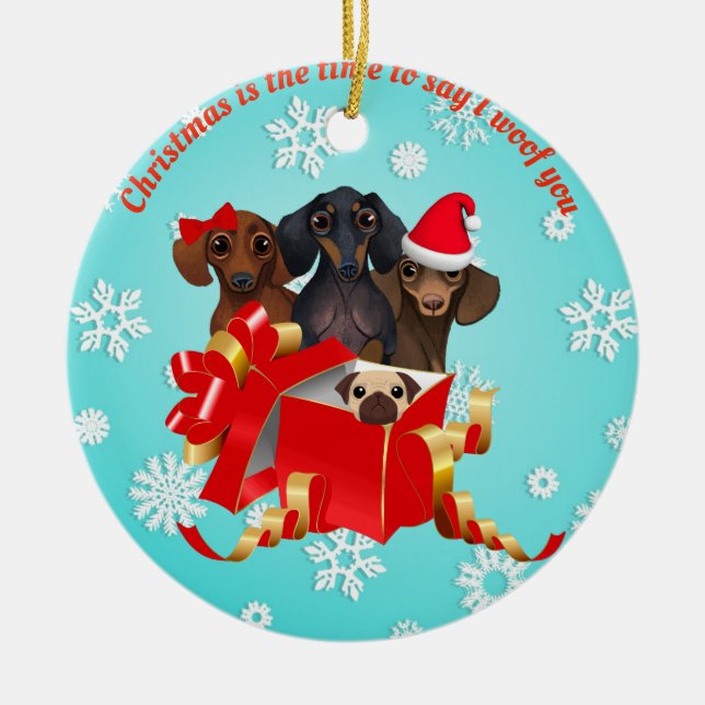 Adsible Dachshund jul Ornament (Framsidan)