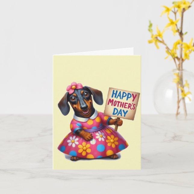 Adsible Dachshund Mors dag Kort (Gul blomma)