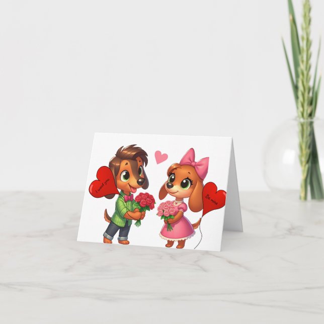 Adsible Dachshund Valentine Card Kort (Framsida)