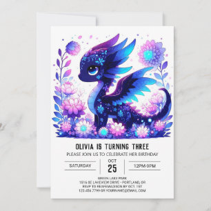 Adsible Digital Dragon Birthday Inbjudningar