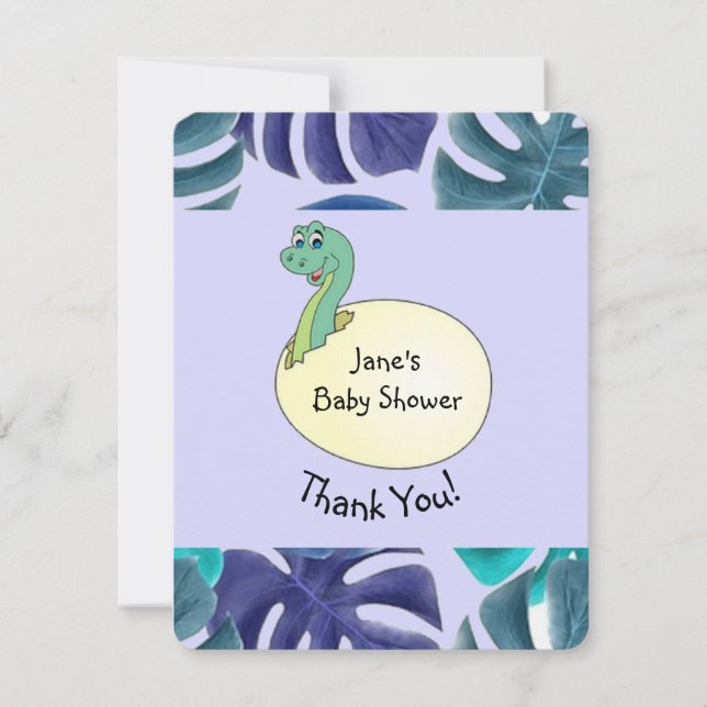 Adsible Dinosaur Baby Shower Tack Kort (Framsida)