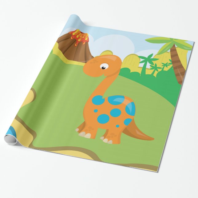 Adsible Dinosaur Presentpapper (Utrullad)