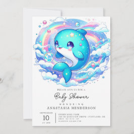 Adsible Dolphin Baby Shower Inbjudningar