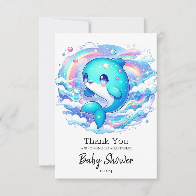 Adsible Dolphin Baby Shower Tack Kort (Framsida)