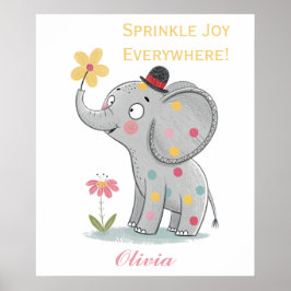 Adsible Doodle Elephant Cute & Playful Animal Poster