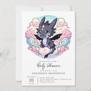 Adsible Dragon Baby Shower Inbjudningar