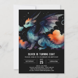 Adsible Dragon Birthday Digital Inbjudningar