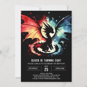 Adsible Dragon Birthday Printable Inbjudningar