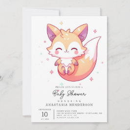 Adsible Dreamy Fox Baby Shower Inbjudningar