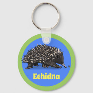 Adsible echidna with bi tecknad illustration nyckelring