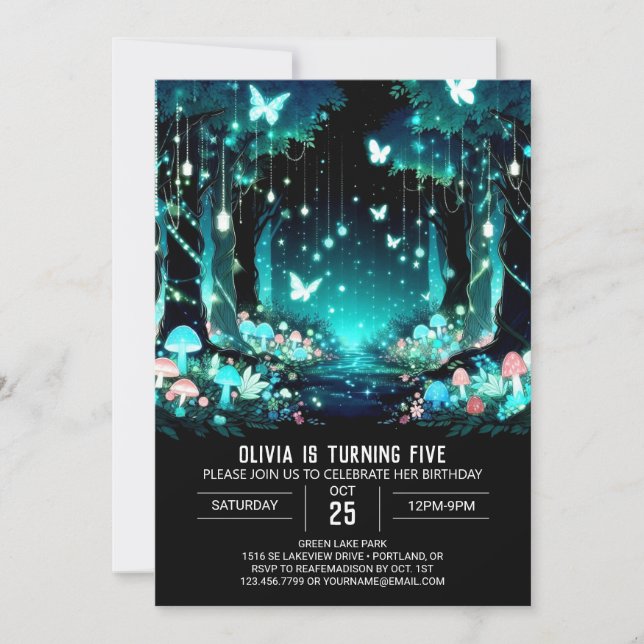 Adsible Editable Woodland Digital Birthday Inbjudningar (Framsida)