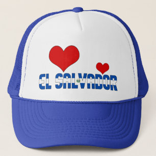 Adsible El Salvador Flagga Hearts Patriotic Keps