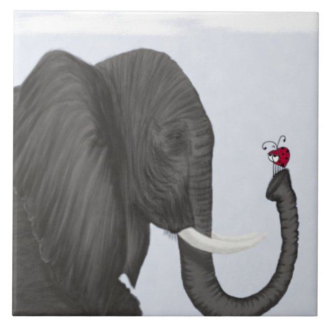 Adsible Elephant and Cute Ladybug Kakelplatta (Framsidan)