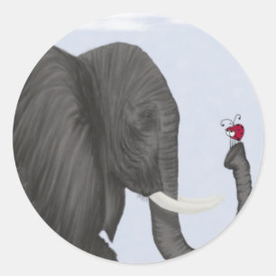 Adsible Elephant and Cute Ladybug Runt Klistermärke