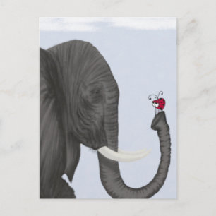 Adsible Elephant and Cute Ladybug Vykort