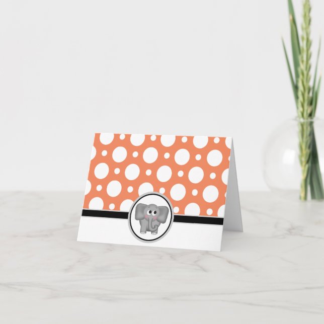 Adsible Elephant anpassningsbar Orange Polka Dot C Tack Kort (Framsida)
