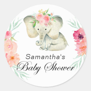 Adsible Elephant Baby Shower for Girl for Girl Runt Klistermärke