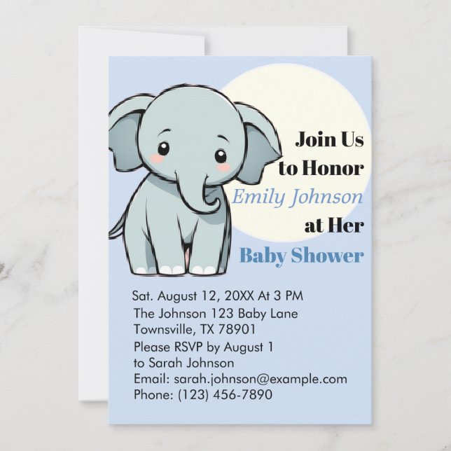 Adsible Elephant Baby Shower-inbjudan i Pastel Inbjudningar (Framsida)