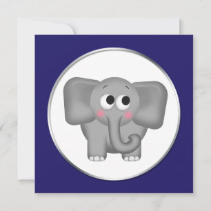 Adsible Elephant - Blue Baby Shower-inbjudningar Inbjudningar