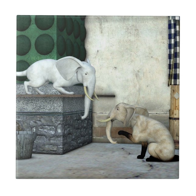 Adsible Elephant Cats Kakelplatta (Framsidan)