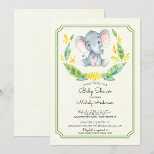 Adsible Elephant Neutralt Baby Shower-inbjudan Inbjudningar