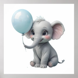 Adsible Elephant Print for Baby Nursery Poster