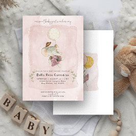 Adsible Elephant | Rustic Blommigt Boho Baby Showe Inbjudningar